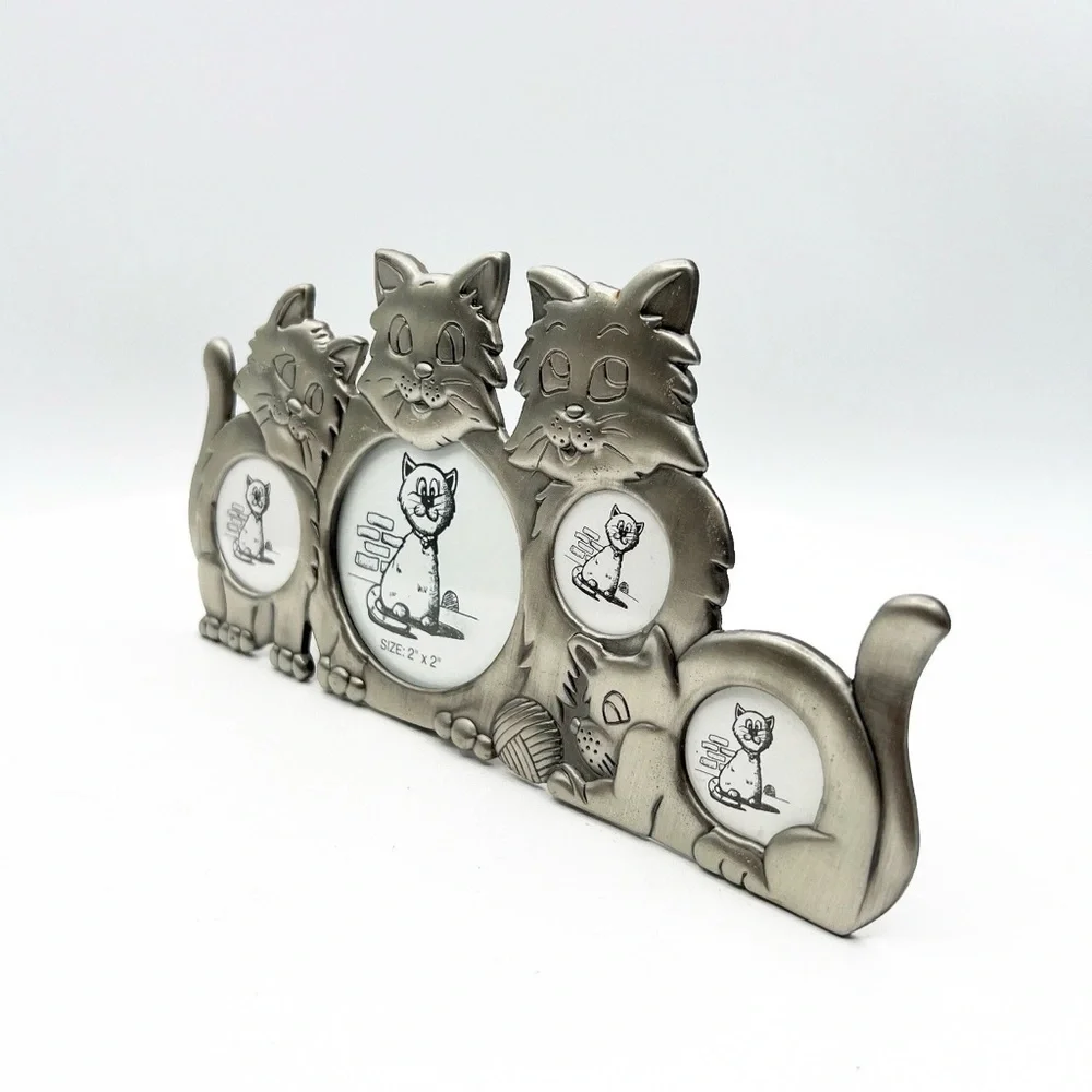 🆕Vintage Fetco And Connoisseur Pewter Cat Picture Frames